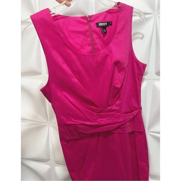 DKNY Donna Karan New York Sz 6 Stretch SILK Pink Ruched Sheath Formal Dress Pink - Picture 4 of 6
